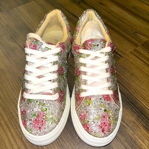 Brand new Betsy Johnson crystal sneaker floral white tennis shoe sneakers